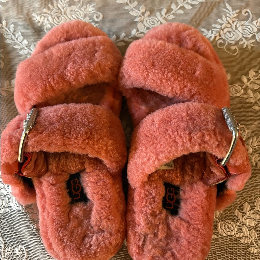 UGG Pink Fluffy Slippers